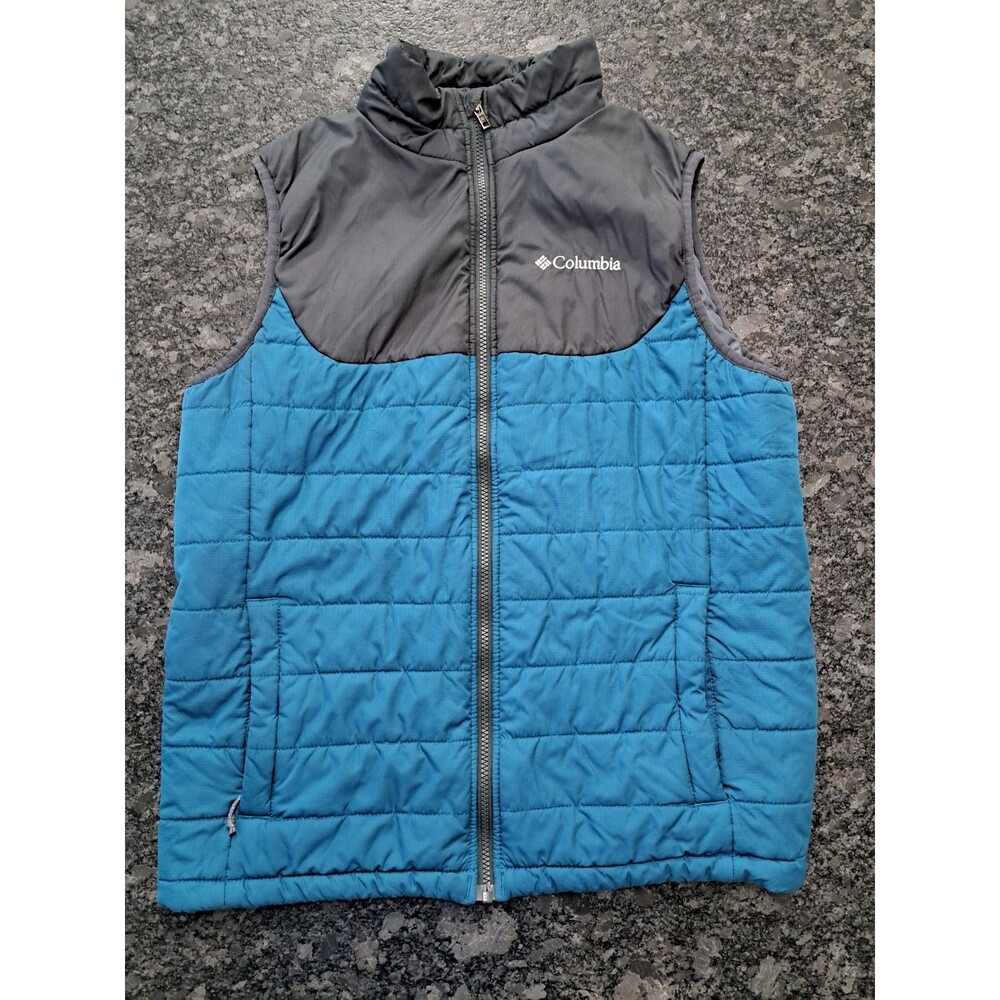 Columbia Horstman Glacier II Water-Resistant Puffer Vest Mens Small Blue & Black